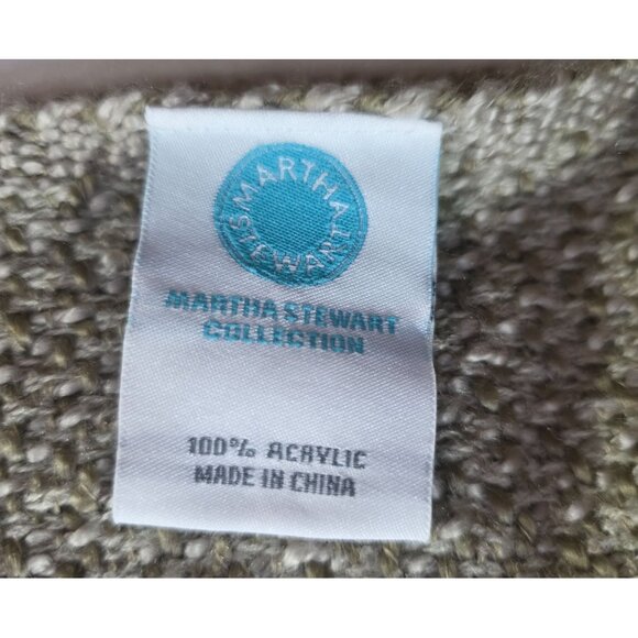 Martha Stewart Collection Beige Woven Throw Blanket Fringe Acrylic neutral - Picture 3 of 6